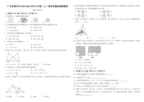 广东省惠州市2023-2024学年八年级（上）期末质量监测猜题卷 （考试卷+解析卷+答题卡）-21世纪教育网