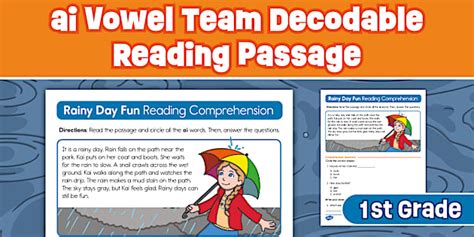 First Grade ai Vowel Team Decodable Reading Passage