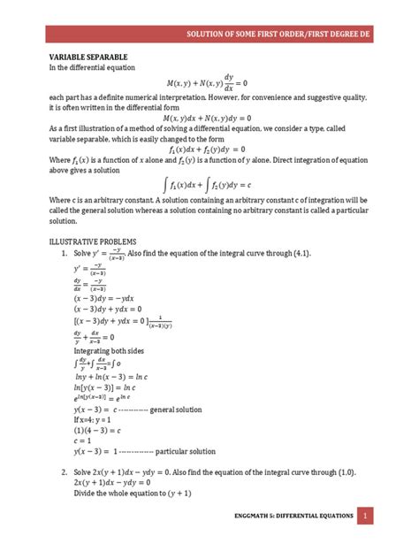 Image result for Solving First Order De