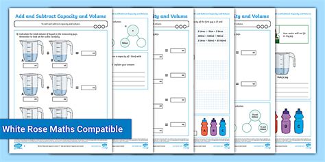 👉 Add and Subtract Capacity and Volume Differentiated Maths Worksheets