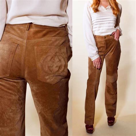 GUCCI light brown suede RARE straight leg suede pants Authentic vintage ...