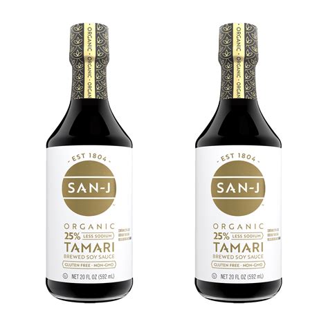 San J - Organic Tamari Gluten Free 25% Less Sodium Soy Sauce PLATINUM ...