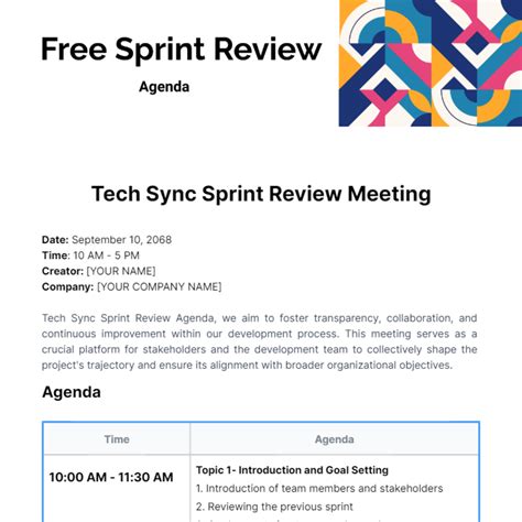 Free Sprint Review Agenda Template to Edit Online