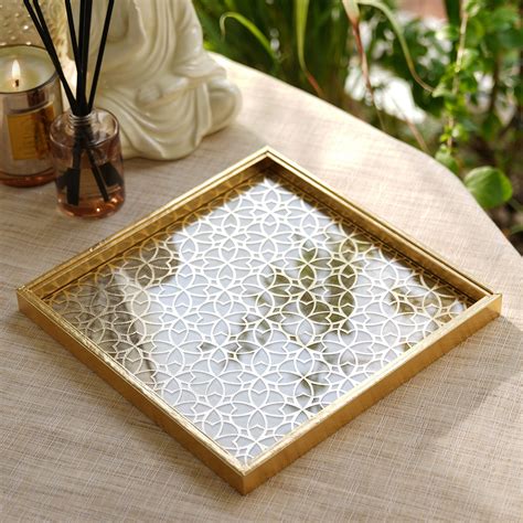 Gold Lazer Cut Faux Leather Platter