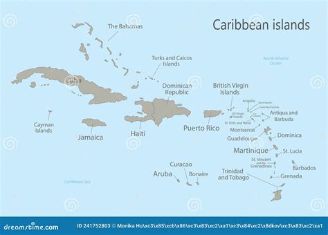 Caribbean Islands Map Vector, Isolated On White Background. Black Map Template, Flat Earth ...