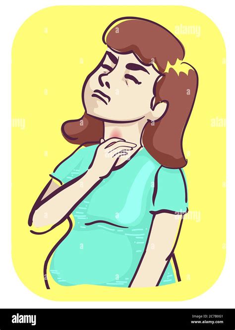 Illustration of a Pregnant Woman in Pain with Sore Throat Stock Photo ...