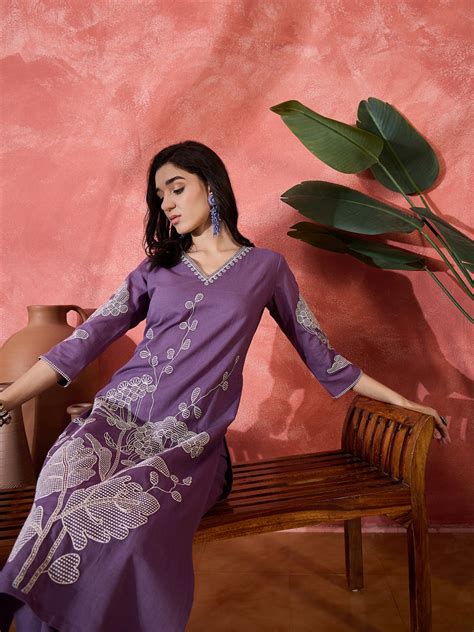 Pure Cotton Embroidered Straight With Trouser Kurta Set – Bunaaiwalaa