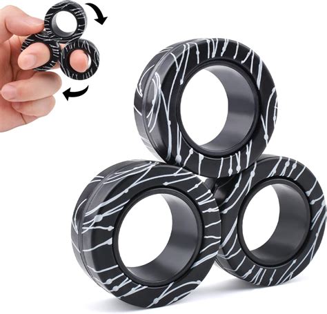 Amazon.com: Cevioce 3 PCS Magnetic Rings Fidget Toys Set for Teens,ADHD ...