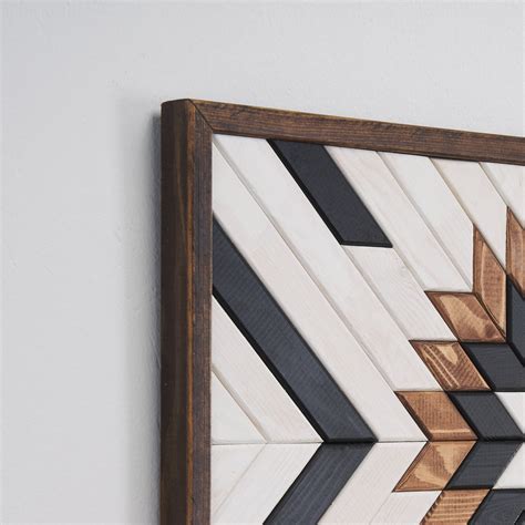 Geometric Handmade Wood Wall Art, Aztec Wood Wall Hanging, Boho Rustic ...
