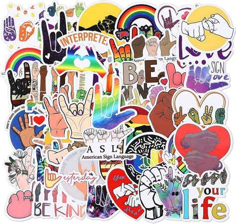 I Love You Sign Language Sticker 50 PCS ASL Stickers - American Sign ...