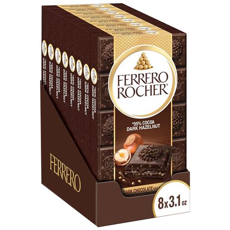 Amazon.com : Ferrero Rocher Premium Chocolate Bars, 8 Pack, Dark ...