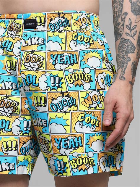 Buy Yellow Printed Cotton Boxers for Mens Online at Jack&Jones | 901858101