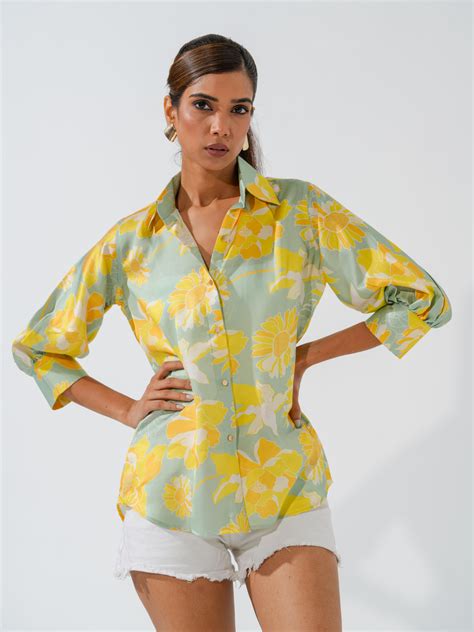 Marigold - Linen Satin Printed Comfort Fit Shirt – The Kina