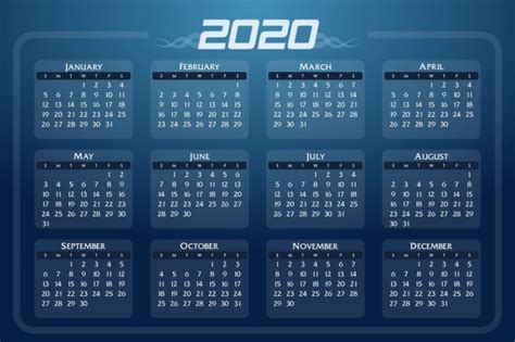 2020日历全年表格下载 - 觅知网