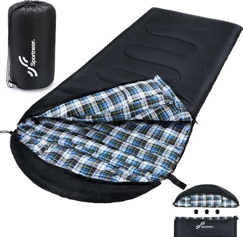 Sportneer Sleeping Bag, Winter Flannel Sleeping Bags for Adults Cold ...