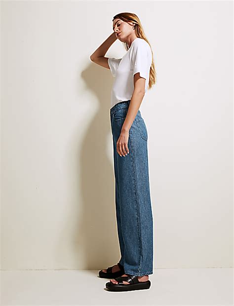 Buy Pure Tencel™ High Waisted Wide Leg Jeans at Marks & Spencer