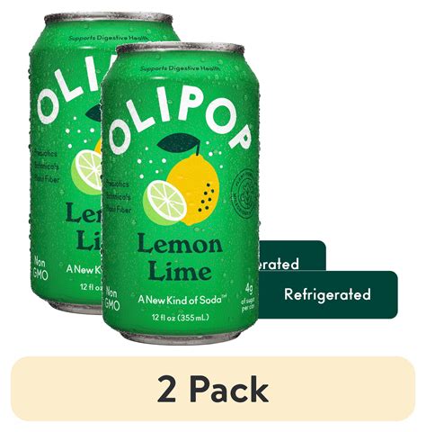 (2 pack) OLIPOP Prebiotic Soda, Lemon Lime, 12 fl oz, Refrigerated ...