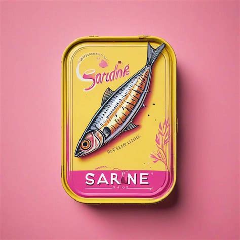 A yellow and pink can of sari fish with a pink background | Premium AI ...