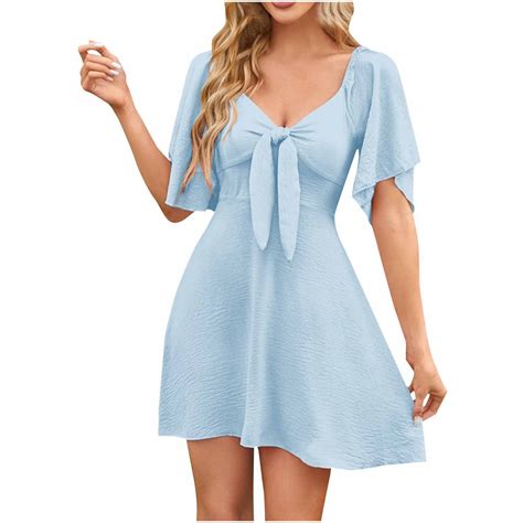 Rvkxad Clearance Summer Dresses for Women 2025 Bow Tie Flowy A Line ...