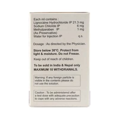 Xylocaine 2 % Injection (30): Uses, Side Effects, Price & Dosage ...