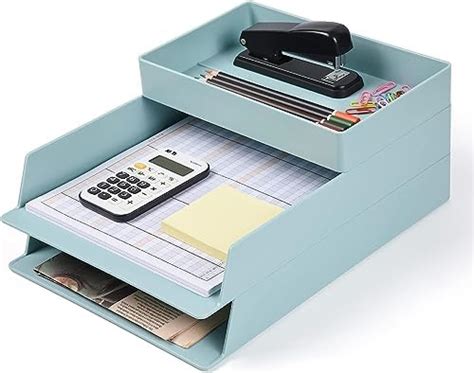 Stackable Desktop Paper Tray Organizer, 3 Tier Letter Tray Vertical ...
