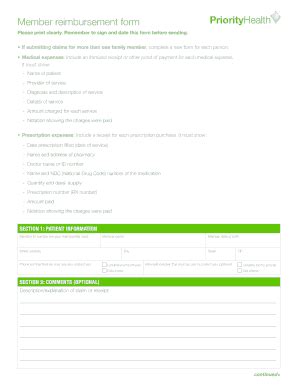 Fillable Online Member reimbursement form reimbursement form ...