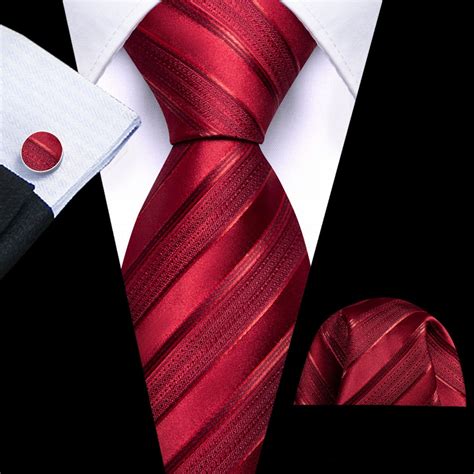 Barry Wang Mens Silk Ties Red Colour Tie Black Suit Mens Red Tie Set ...