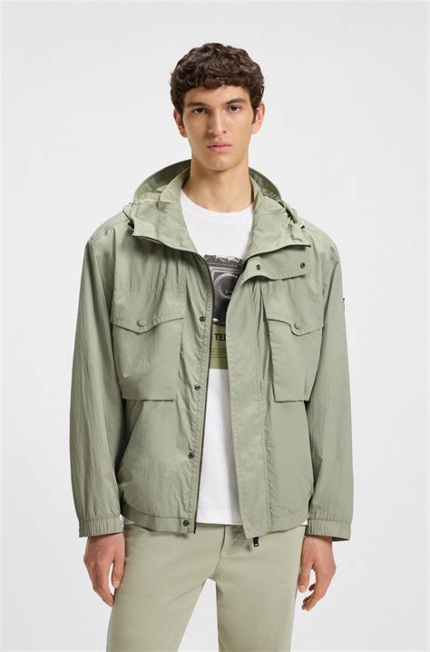 BOSS - Water-repellent jacket with hood visor - Light Green