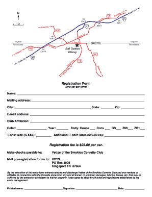 Fillable Online Registration fee is $25.00 per car. - Vettes of the ...