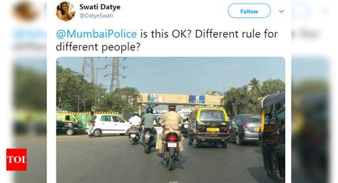 Mumbai: Helmetless cop challaned after citizen's tweet, doesn't pay ...