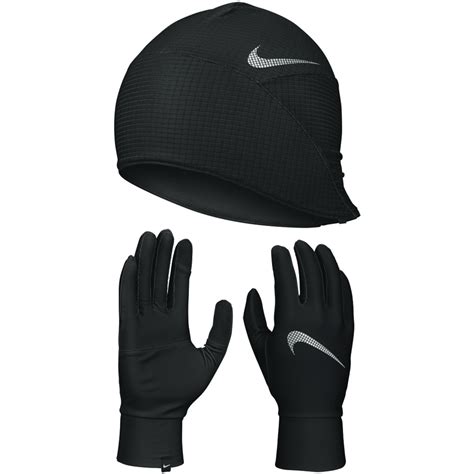 Nike Essential Running Men's Hat and Glove Set - black/black/silver 082