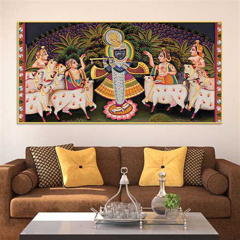 Divine Lord Krishna Pichwai Canvas Wall Painting