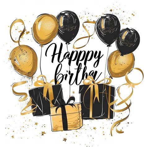 Happy birthday celebrating lifes milestones with gold and black ...