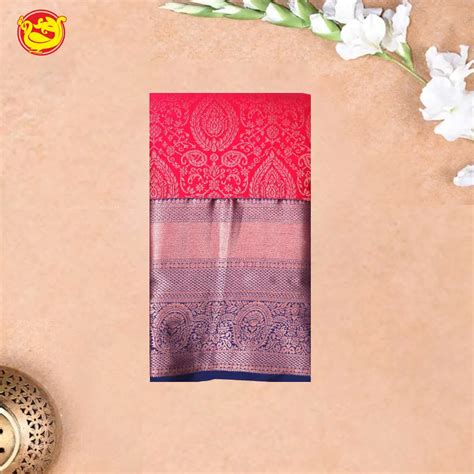 Light Pink with Navy Blue Pure Kanchipuram Silk Saree – Thenianantham