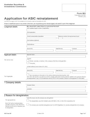 2018-2026 Form AU ASIC 581 - Blank Fillable Template | Fill Out, Print ...