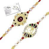 LIVE EVIL Enticing Gold plated Stone Work Rakhi for Brother Sister with ...