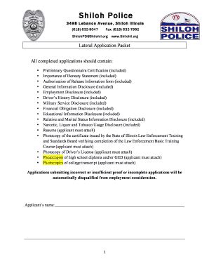 Fillable Online Lateral Application -Full Fax Email Print - pdfFiller