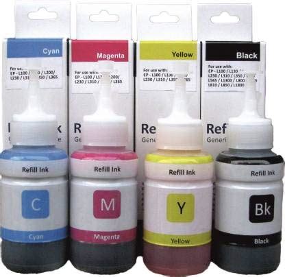 Ozer Refill Ink for Use in Epson L360 Printer - Cyan, Magenta, Yellow ...