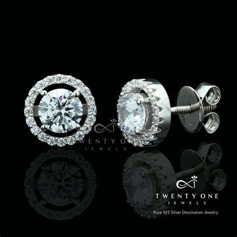 1 Carat Each Classic Halo Studs with Premium Screw Backs – Twenty One ...