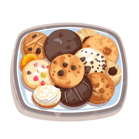 Cookie Tray, Sticker Clipart Cookies And Biscuits Plate Isolated Vector ...