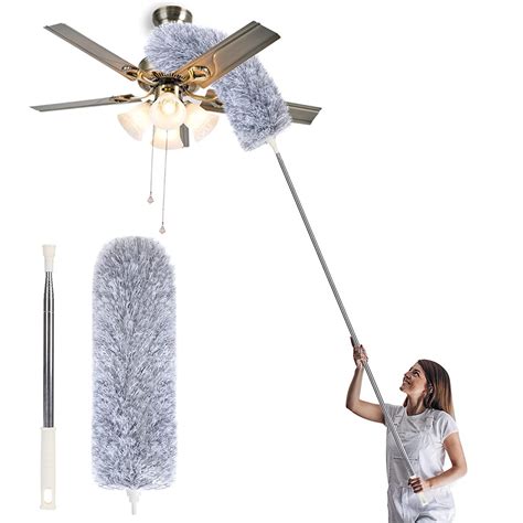 Microfiber Duster with Extension Pole,Washable Bendable Head Ceiling ...