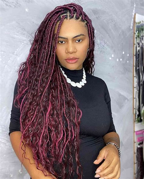 Red Box Braids Highlights