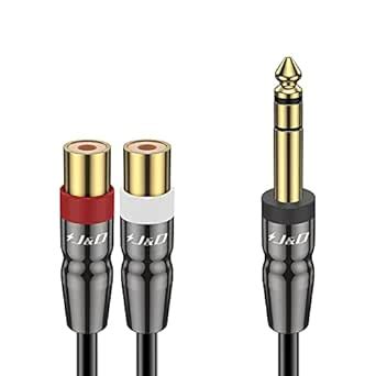 J&D 6.35 mm to 2RCA Cable, Heavy Duty Copper Shell Joint 6.35mm 1/4 ...