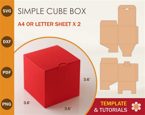 Simpe Cube Box Template – SVG, DXF, PDF, PNG – Artcrafter.net