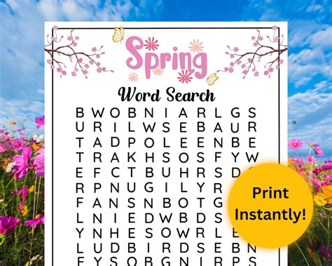 Image result for Spring Word Search Printable PDF