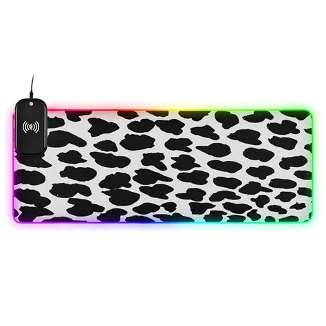 Cute Cow Black & White Gaming Mouse Pad Led Mousepads RGB Backlit with ...
