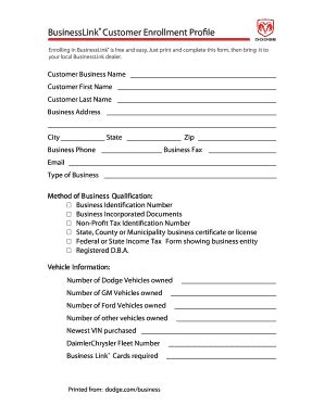 BusinessLink Customer Enrollment Profile - Briggs Chrysler ... - Fill ...