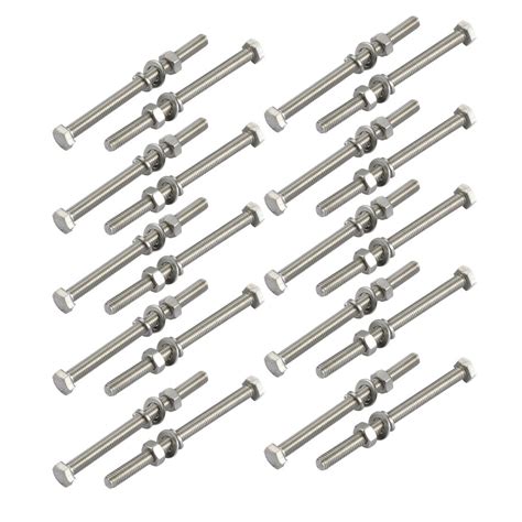 uxcell M5x65mm 316 Stainless Steel Hex Bolt w Washer Nuts Assortment ...