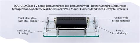 SQUARO Glass TV Setup Box Stand/WiFi Router/Multipurpose Storage ...