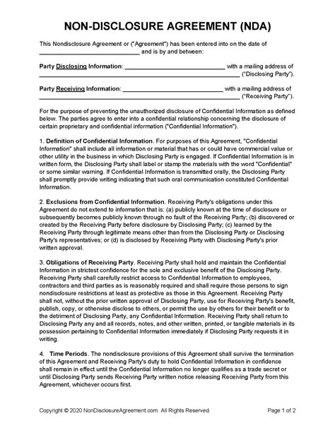 Non-Disclosure Agreement Template | Free Word Templates